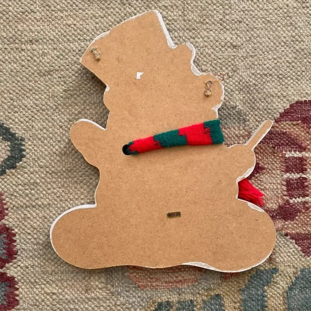 Vintage Christmas Snowman Wood Decoration house of Lloyd 80s holiday